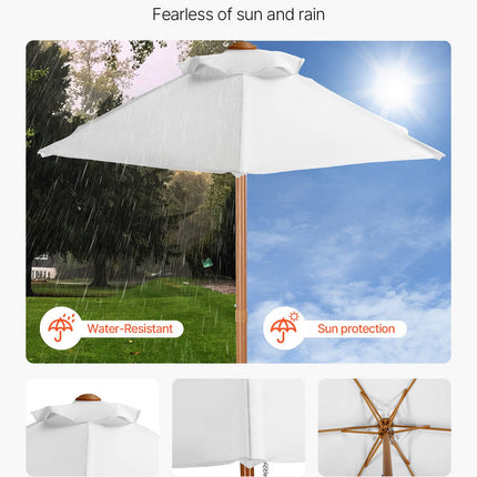 VEVOR Picnic Table Wooden Tables and Bench Set Umbrella Garden Indoor Outdoor