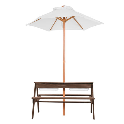 VEVOR Picnic Table Wooden Tables and Bench Set Umbrella Garden Indoor Outdoor