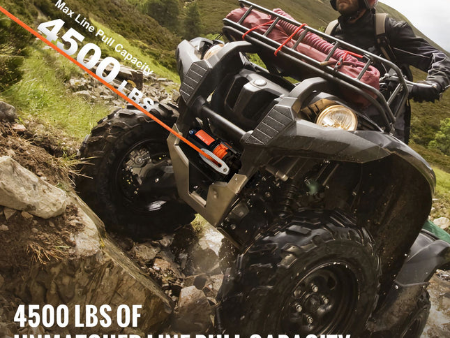Electric Winch ATV UTV 2041 kg Synthetic Rope Waterproof Remote Control