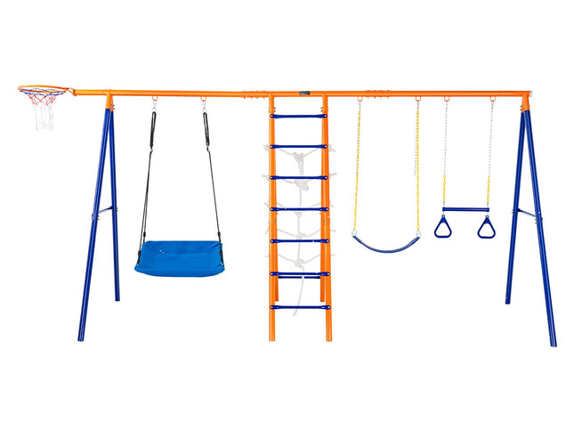 VEVOR Swing Sets for Backyard 6 in 1 Swing Set 440lbs Capacity Metal Swingset