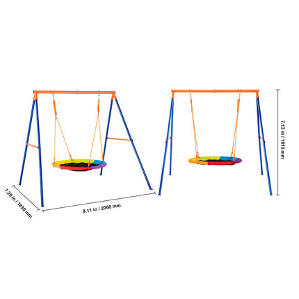 Swing Sets for Backyard 40in Saucer Swing Seat A-Frame Metal Stand 440lbs