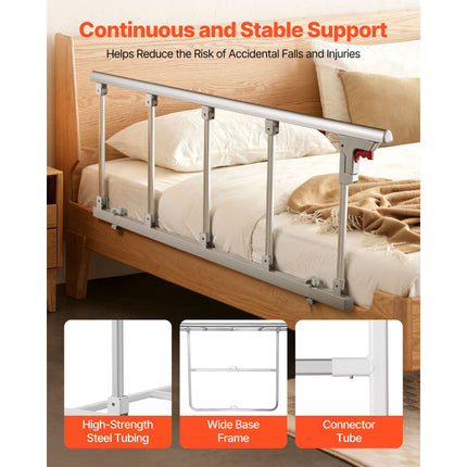 Foldable Metal Bed Assist Rail with Fixing Strap ‚Äì 122cm, Adjustable Height, Fits King, Queen, Full & Twin