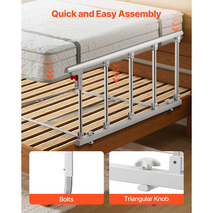 Foldable Metal Bed Assist Rail with Fixing Strap ‚Äì 122cm, Adjustable Height, Fits King, Queen, Full & Twin