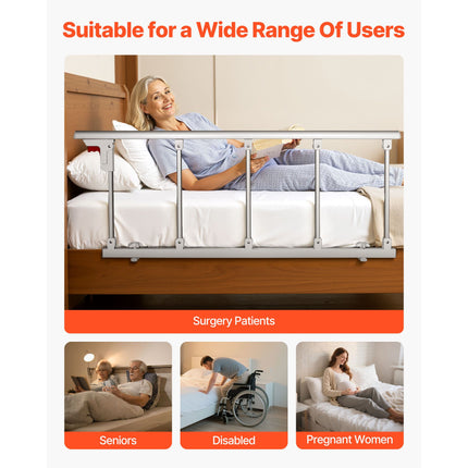 Foldable Metal Bed Assist Rail with Fixing Strap ‚Äì 122cm, Adjustable Height, Fits King, Queen, Full & Twin
