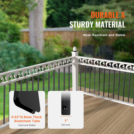 Staircase Metal Balusters, 38'' x 1'' Flat Aluminum Alloy Decorative Banister Spindles, 72 Pack Deck Baluster with Screws, Classic Hollow Deck Railing Satin Black Powder Coated for Porch