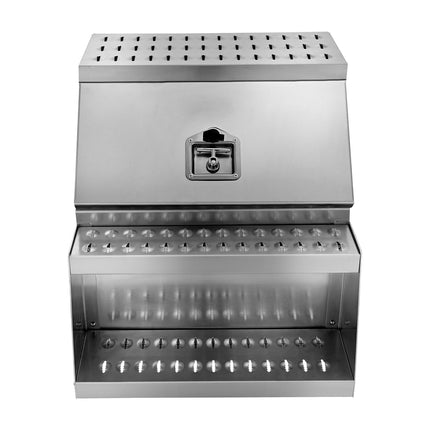 Semi-Truck Step Tool Box, 610 x 695 x 645 mm Heavy Duty Aluminum Toolbox Side Mount, Waterproof Side Storage Saddle Step Box with T-Handle Lock & Keys for Semi Trucks, Flatbed Trailers