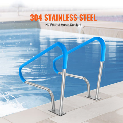 Pool Handrail 2 PCS 48x36in Stainless Steel with Base Plate for Spas