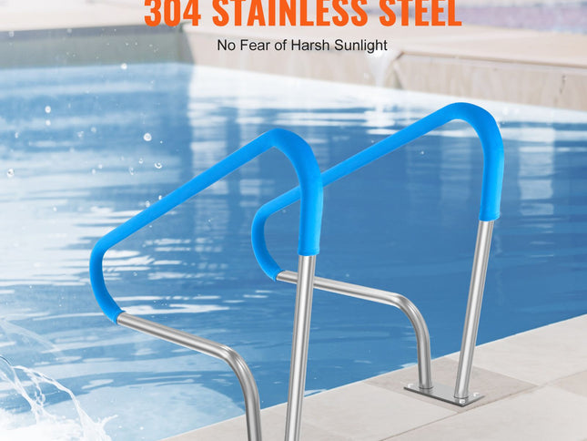 Pool Handrail 2 PCS 48x36in Stainless Steel with Base Plate for Spas