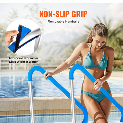 Pool Handrail 2 PCS 48x36in Stainless Steel with Base Plate for Spas