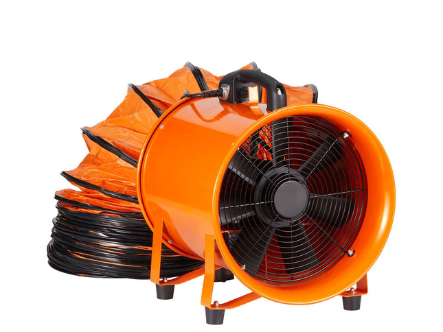 Portable Ventilator, 304.8mm/12inch Heavy Duty Cylinder Fan with 10m Duct Hose, 367W Strong Shop Exhaust Blower 2574CFM, Industrial Utility Blower for Sucking Dust, Smoke, Smoke Home/Workplace