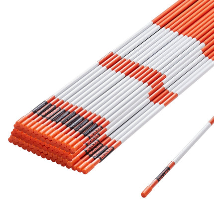 VEVOR Driveway Markers, 100PCS 121.5cm, 0.78cm Diameter, Orange Fiberglass Poles Snow Stakes with Reflective Tape, 30cm Steel Drill Bit & Protection Gloves for Parking Lots, Walkways Easy Visibility