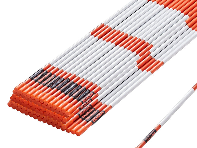VEVOR Driveway Markers, 100PCS 121.5cm, 0.78cm Diameter, Orange Fiberglass Poles Snow Stakes with Reflective Tape, 30cm Steel Drill Bit & Protection Gloves for Parking Lots, Walkways Easy Visibility