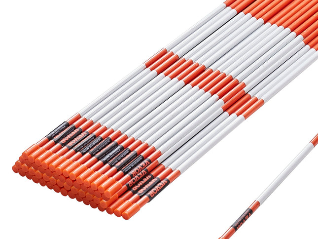VEVOR Driveway Markers, 50 PCS 121.5 cm, 0.78 cm Diameter Orange Fiberglass Poles Snow Stakes with Reflective Tape, 30 cm Steel Drill Bit & Protection Gloves for Parking Lots, Walkways Easy Visibility