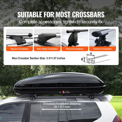 Rooftop Cargo Carrier 220 L Luggage Storage Box ABS for SUVs Cars