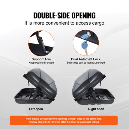 Rooftop Cargo Carrier 220 L Luggage Storage Box ABS for SUVs Cars