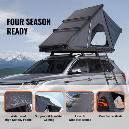 Rooftop Tent Hard Shell 2-3 Person Waterproof for Jeep SUV Truck w/ Ladder