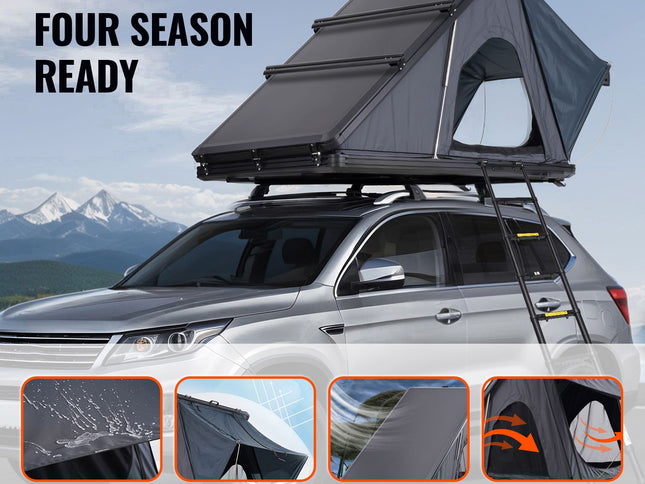 Rooftop Tent Hard Shell 2-3 Person Waterproof for Jeep SUV Truck w/ Ladder