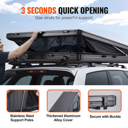 Rooftop Tent Hard Shell 2-3 Person Waterproof for Jeep SUV Truck w/ Ladder