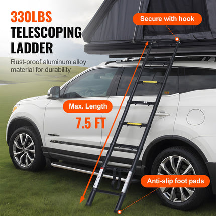 Rooftop Tent Hard Shell 2-3 Person Waterproof for Jeep SUV Truck w/ Ladder