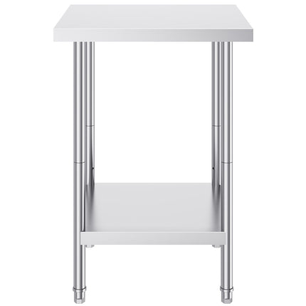 Stainless Steel Prep Table, 24 x 24 x 34 Inch, Heavy Duty Metal Worktable with 3 Adjustable Height Levels, Commercial Workstation for Kitchen Garage Restaurant Backyard