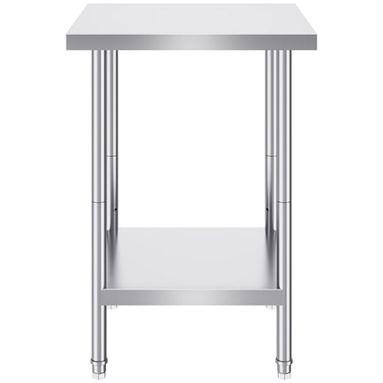 Stainless Steel Prep Table, 24 x 24 x 34 Inch, Heavy Duty Metal Worktable with 3 Adjustable Height Levels, Commercial Workstation for Kitchen Garage Restaurant Backyard