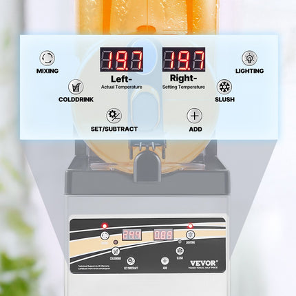 VEVOR Commercial Slushy Machine 15L Margarita Smoothie Frozen Drink Maker