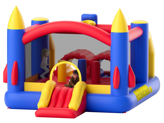VEVOR Inflatable Bounce House, Outdoor High Quality Playhouse Trampoline, Jumping Bouncer with Blower, Slide, and Storage Bag, Family Backyard Bouncy Castle, for Kid Ages 3_8 Years, 4.0x2.4x2.4m