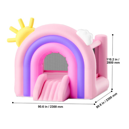 Inflatable Bounce House, Indoor Outdoor Playhouse Trampoline, Kid Jumping Bouncer with Blower, Slide, Storage Bag, Family Backyard Bouncy Castle, for Girls Boys Ages 3_8 Years, 2.8x2.3x2.3m