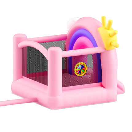 Inflatable Bounce House, Indoor Outdoor Playhouse Trampoline, Kid Jumping Bouncer with Blower, Slide, Storage Bag, Family Backyard Bouncy Castle, for Girls Boys Ages 3_8 Years, 2.8x2.3x2.3m
