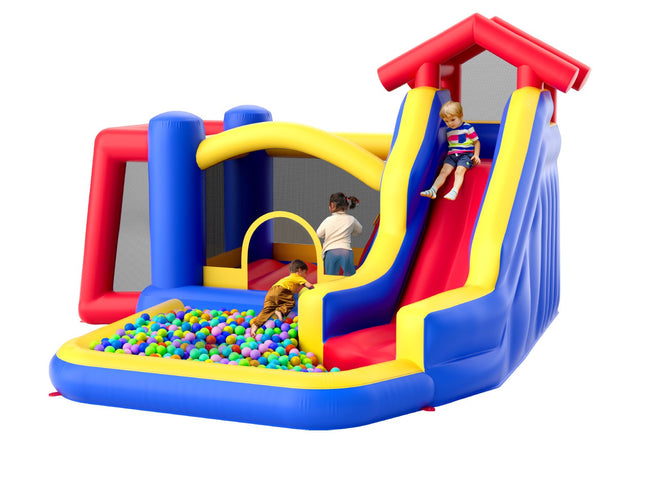 VEVOR Inflatable Bounce House, Outdoor High Quality Playhouse Trampoline, Jumping Bouncer with Blower, Slide, and Storage Bag, Family Backyard Bouncy Castle, for Kid Ages 3_8 Years, 3.3x3x2.3m
