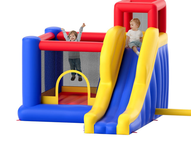 VEVOR Inflatable Bounce House, Outdoor High Quality Playhouse Trampoline, Jumping Bouncer with Blower, Slide, and Storage Bag, Family Backyard Bouncy Castle, for Kid Ages 3_8 Years, 3.4x2.6x2.3m