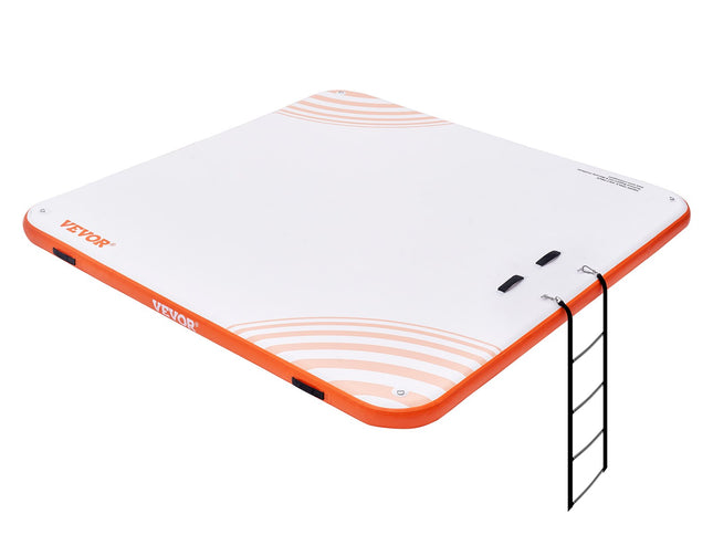 VEVOR Inflatable Floating Dock, 10 x 10FT Inflatable Dock Platform, Non-Slip Water Floating Dock Mat with Portable Carrying Bag & Detachable Ladder, Floating Platform Island Raft for Pool Beach Ocean