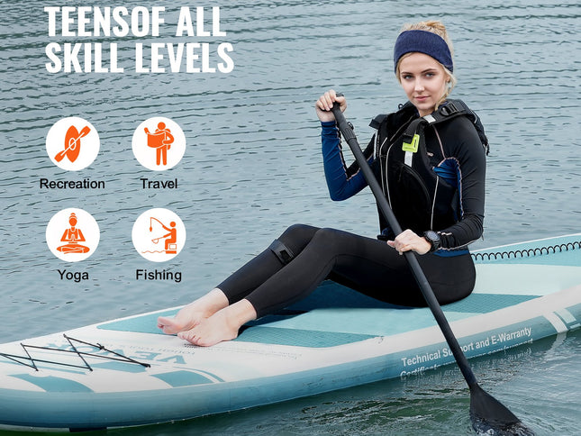 VEVOR Inflatable Stand Up Paddle Board, 152 mm Wide SUP Paddleboard, with Board Accessories, Pump, Paddle, Fin, Phone Bag, Backpack, Ankle Leash, Repair Kit, Non-slip Deck for Youth & Adults