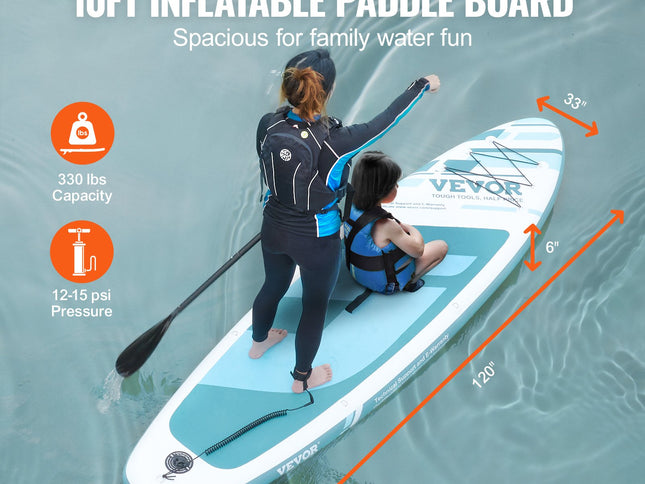 VEVOR Inflatable Stand Up Paddle Board, 152 mm Wide SUP Paddleboard, with Board Accessories, Pump, Paddle, Fin, Phone Bag, Backpack, Ankle Leash, Repair Kit, Non-slip Deck for Youth & Adults