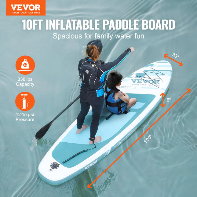 VEVOR Inflatable Stand Up Paddle Board, 152 mm Wide SUP Paddleboard, with Board Accessories, Pump, Paddle, Fin, Phone Bag, Backpack, Ankle Leash, Repair Kit, Non-slip Deck for Youth & Adults