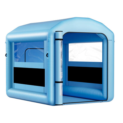Inflatable Paint Booth, 3 x 2.5 x 2.5 m, Inflatable Spray Booth with 550W Powerful Blower and Air Filter System, Round Roof with Light Hook, for Painting Bicycle, Motorcycle, and Furniture