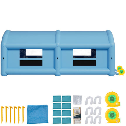 Inflatable Paint Booth, 10 x 6 x 4 m, Inflatable Spray Booth with 950W and 1100W Blowers and Air Filter System, Round Roof, for Painting Car, Truck, Furniture, and Automotive Sheet Metal