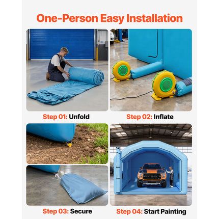 Inflatable Paint Booth, 10 x 6 x 4 m, Inflatable Spray Booth with 950W and 1100W Blowers and Air Filter System, Round Roof, for Painting Car, Truck, Furniture, and Automotive Sheet Metal