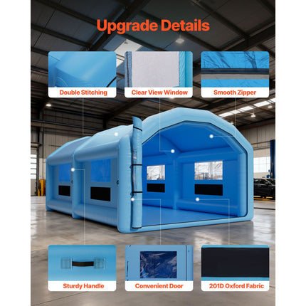 Inflatable Paint Booth, 10 x 6 x 4 m, Inflatable Spray Booth with 950W and 1100W Blowers and Air Filter System, Round Roof, for Painting Car, Truck, Furniture, and Automotive Sheet Metal