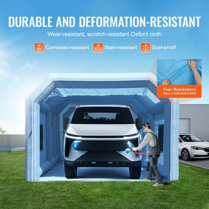Inflatable Paint Booth, 32.8 x 21 x 14.8 ft Inflatable Spray Booth, with 1100W+750W Powerful Blowers and Air Filter System, Portable Car Paint Booth for Large Truck, Large Van, Large Machinery