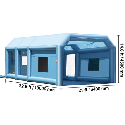 Inflatable Paint Booth, 32.8 x 21 x 14.8 ft Inflatable Spray Booth, with 1100W+750W Powerful Blowers and Air Filter System, Portable Car Paint Booth for Large Truck, Large Van, Large Machinery