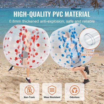Inflatable Bumper Balls 2-Pack, 5FT/1.5M Body Sumo Zorb Balls for Teen & Adult, 0.8mm Thick PVC Human Hamster Bubble Balls for Outdoor Team Gaming Play, Bumper Bopper Toys for Garden, Yard, Park