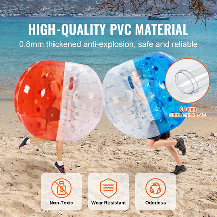 Inflatable Bumper Balls 2-Pack, 5FT/1.5M Body Sumo Zorb Balls for Teen & Adult, 0.8mm Thick PVC Human Hamster Bubble Balls for Outdoor Team Gaming Play, Bumper Bopper Toys for Garden, Yard, Park