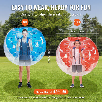 Inflatable Bumper Balls 2-Pack, 5FT/1.5M Body Sumo Zorb Balls for Teen & Adult, 0.8mm Thick PVC Human Hamster Bubble Balls for Outdoor Team Gaming Play, Bumper Bopper Toys for Garden, Yard, Park