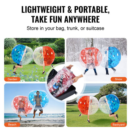 Inflatable Bumper Balls 2-Pack, 5FT/1.5M Body Sumo Zorb Balls for Teen & Adult, 0.8mm Thick PVC Human Hamster Bubble Balls for Outdoor Team Gaming Play, Bumper Bopper Toys for Garden, Yard, Park