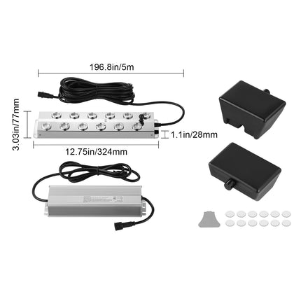 Ultrasonic Mist Maker 12 Head, 9000mL/H Ultrasonic Fogger, Mist Maker with 300W IP67 Waterproof Power Supply, Buoy, Replacement Discs, for Pond, Garden, Rockery, Greenhouse, Halloween Decoration