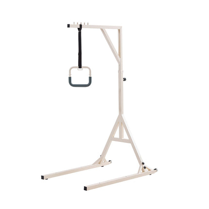 Trapeze Bar for Bed Mobility, Height-Adjustable Bed Trapeze with 2 Casters, 350LBS Weight Capacity Heavy Duty Pull Up Assist Bar with Floor Stand for Elderly, Disabled, Bedridden Patients