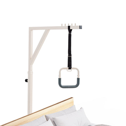 Trapeze Bar for Bed Mobility, Height-Adjustable Bed Trapeze with 2 Casters, 350LBS Weight Capacity Heavy Duty Pull Up Assist Bar with Floor Stand for Elderly, Disabled, Bedridden Patients