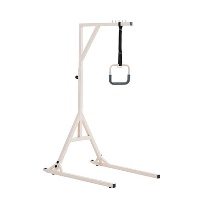 Trapeze Bar for Bed Mobility, Height-Adjustable Bed Trapeze with 2 Casters, 350LBS Weight Capacity Heavy Duty Pull Up Assist Bar with Floor Stand for Elderly, Disabled, Bedridden Patients