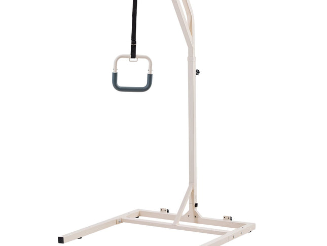 Trapeze Bar for Bed Mobility, Height-Adjustable Free Standing Trapeze Bar with 2 Wheels, 300LBS Capacity Bed Pull Up Assist for Elderly Disabled, Ideal for Hospital, Nursing Home & Home Care